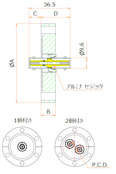 同軸 MHV-JJ-F 1個付き ICF70 フランジ admin.label.item.size_image